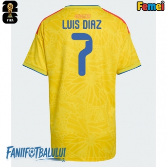 Columbia Luis Diaz #7 Echipament de Fotbal Replică Mondial 2026 Femei Acasa